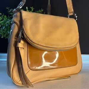 Aimee Kestenberg Tan Leather Flap Hobo Shoulder Bag